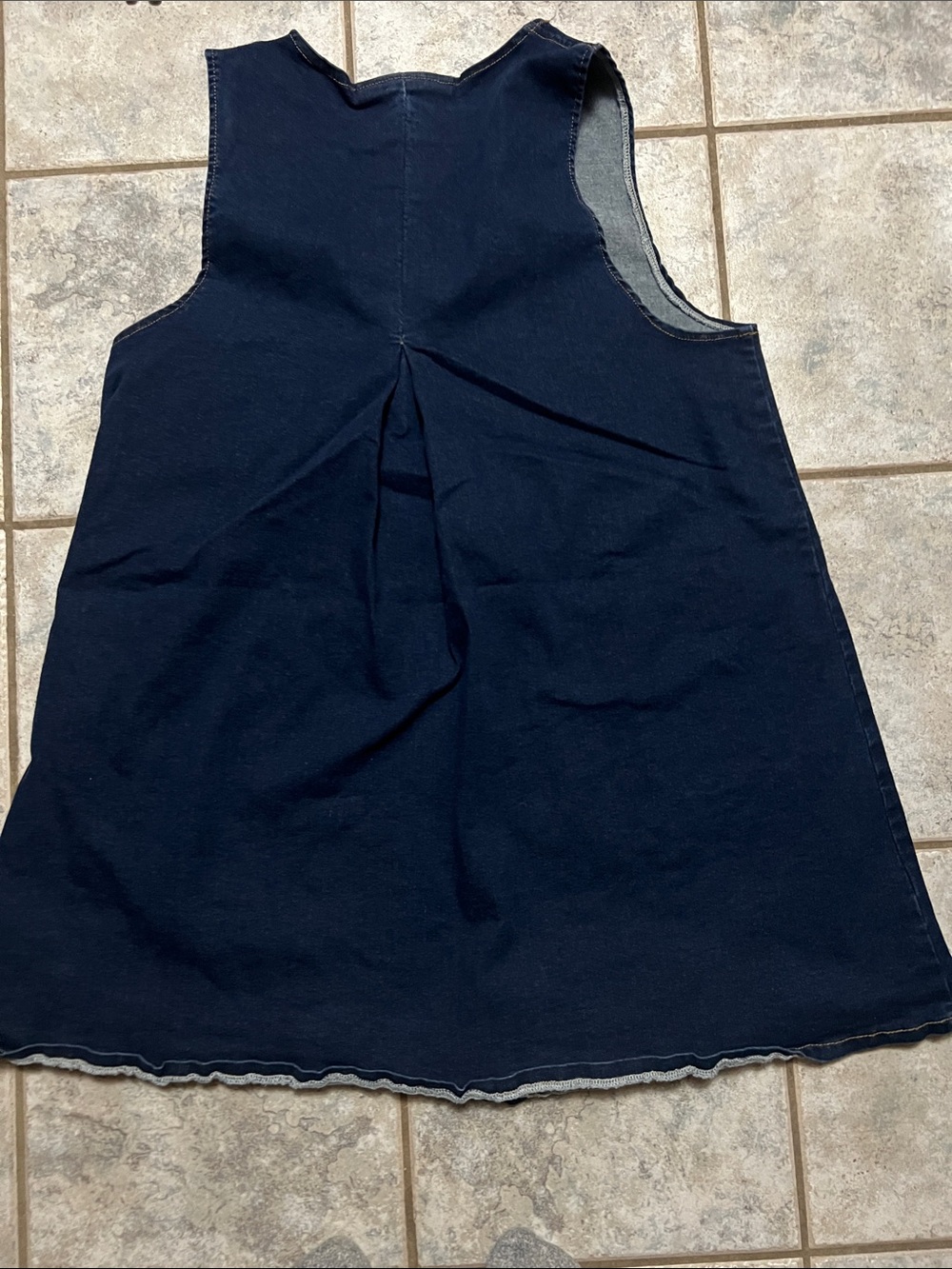 Dark Indigo Denim Pinafore Dress with Front Pockets